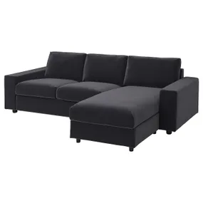 IKEA VIMLE ВІМЛЕ, 3-місний диван із кушеткою, з широкими підлокітниками/Djuparp темно-сірий 594.326.86 фото