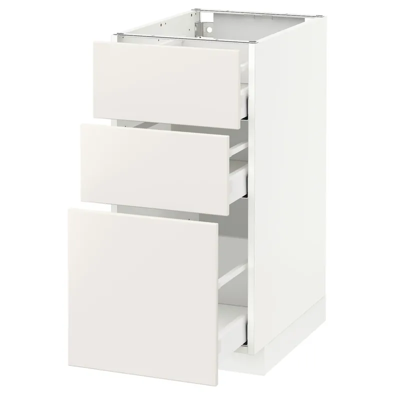 IKEA METOD МЕТОД / MAXIMERA МАКСІМЕРА, підлогова шафа з 3 шухлядами, білий / ВЕДДІНГЕ білий, 40x60 см 290.496.28 фото №1