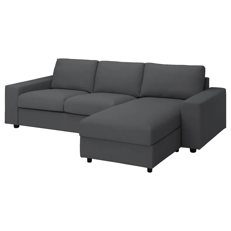 IKEA VIMLE ВІМЛЕ, 3-місний диван із кушеткою, з широкими підлокітниками / ХАЛЛАРП сірий 294.014.22 фото №1