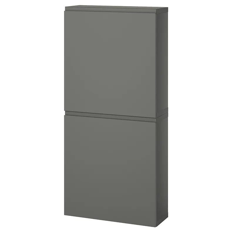IKEA BESTÅ БЕСТО, навесной шкаф с 2 дверями, Темно-серый / Вястервикен темно-серый, 60x22x128 см 995.081.27 фото №1