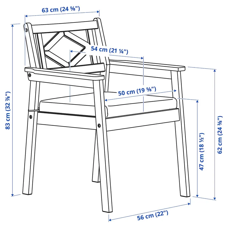 IKEA BONDHOLMEN БОНДХОЛЬМЕН, стіл+4 крісла з підлокітн, вуличний, білий/бежевий/бежевий Фрессон/Дувхольмен 395.498.47 фото №4