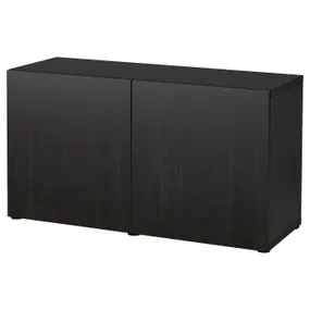 IKEA BESTÅ БЕСТО, комбинация для хранения с дверцами, черный / коричневый / Лапвикен черный / коричневый, 120x42x65 см 593.245.40 фото