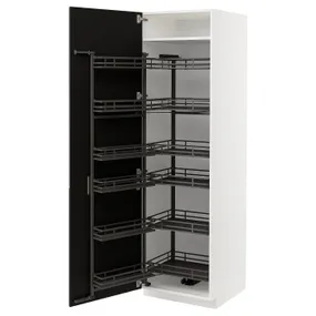 IKEA METOD МЕТОД, высокий шкаф с выдвижным модулем, белый / Никебо матовый антрацит, 60x60x200 см 194.975.52 фото