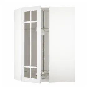 IKEA METOD МЕТОД, углов навесн шкаф с врщ скц / сткл дв, белый / Стенсунд белый, 68x100 см 394.092.10 фото