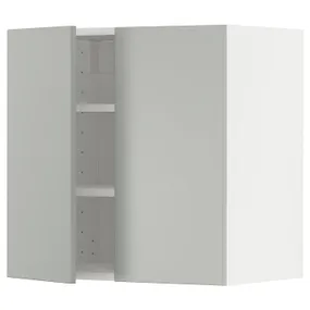IKEA METOD МЕТОД, навісна шафа з полицями / 2 дверцят, білий / Хавсторп світло-сірий, 60x60 см 795.380.07 фото