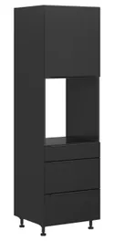 BRW Кухонный шкаф для духовки Sole L6 60 см с ящиками черный матовый, черный/черный матовый FM_DPS_60/207_2SMB/SMB/P-CA/CAM фото thumb №2
