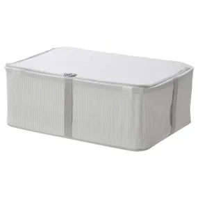 IKEA HEMMAFIXARE ХЕММАФІКСАРЕ, коробка для зберігання, тканина смугастий/білий/сірий, 34x51x19 см 905.039.21 фото