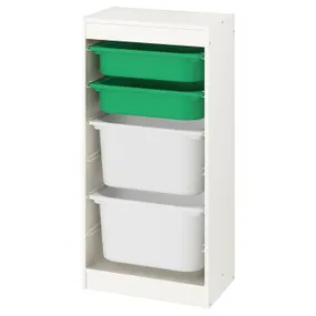 IKEA TROFAST ТРУФАСТ, комбінація для зберіган +контейнери, білий/зелений білий, 46x30x94 см 793.376.31 фото