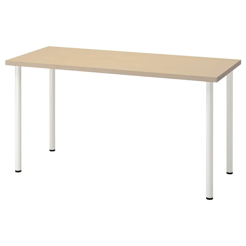 IKEA MÅLSKYTT МОЛСКЮТТ / ADILS АДИЛЬС, письменный стол, берёза / белый, 140x60 см 294.177.48 фото №1