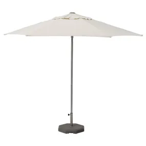IKEA JOGGESÖ ЙОГГЕСЕ, сонячна парасоля+опора, світло-сірий бежевий / сірий Хювен, 300 см 394.956.94 фото