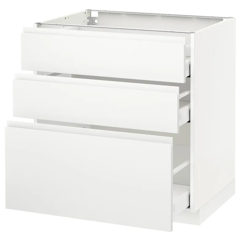 IKEA METOD МЕТОД / MAXIMERA МАКСИМЕРА, напольный шкаф с 3 ящиками, белый / Воксторп матовый белый, 80x60 см 891.128.05 фото №1
