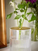 IKEA GRADVIS ГРАДВІС, ваза з металевою вставкою, прозоре скло / золотавий, 21 см 405.029.19 фото thumb №3