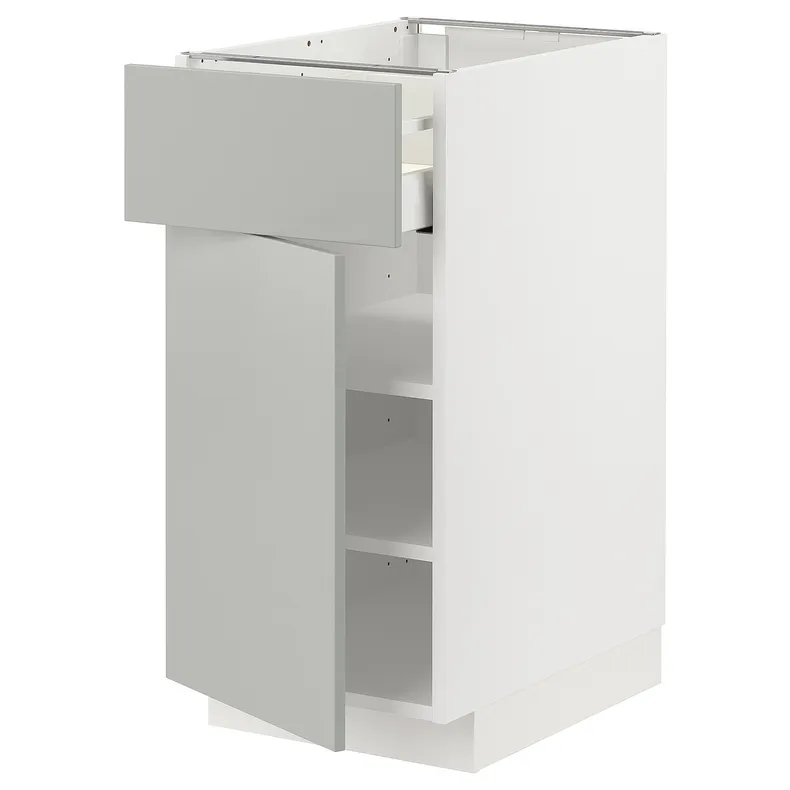 IKEA METOD МЕТОД / MAXIMERA МАКСІМЕРА, підлогова шафа з шухлядами та дверц, білий / Хавсторп світло-сірий, 40x60 см 095.393.50 фото №1