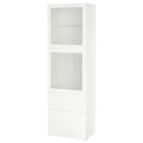 IKEA BESTÅ БЕСТО, комбинация д / хранения+стекл дверц, белый / Лапвикен белое прозрачное стекло, 60x42x193 см 993.008.58 фото
