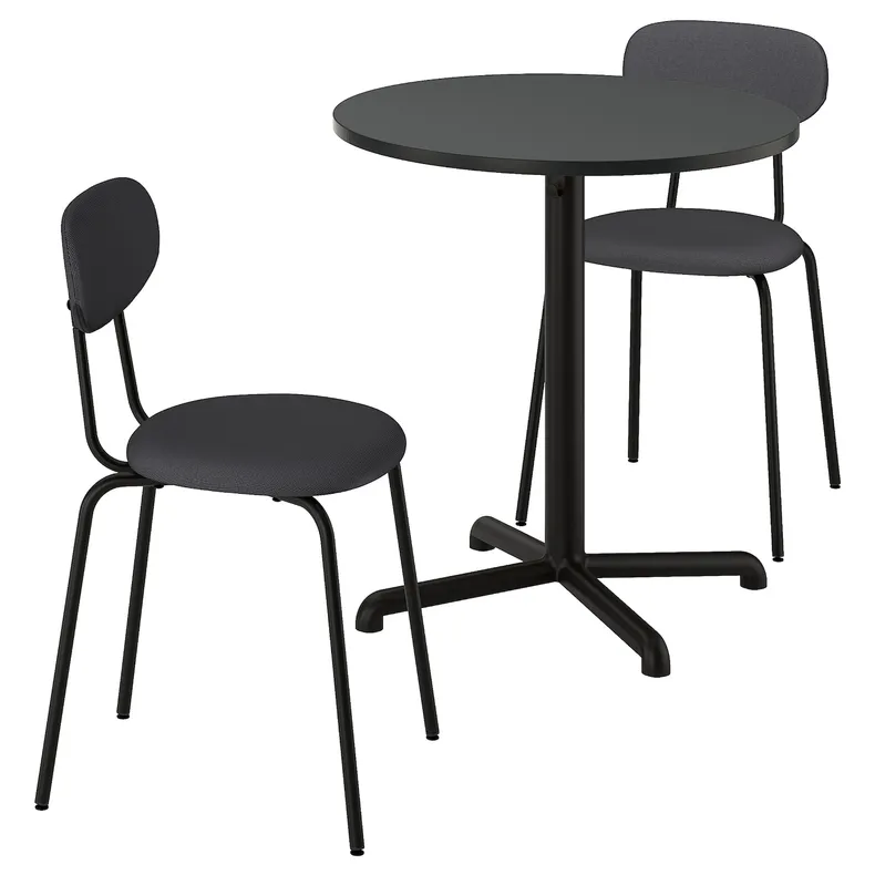 IKEA STENSELE СТЕНСЕЛЕ / ÖSTANÖ ЭСТАНЁ, стол и 2 стула, антрацитовый антрацит / темно-серый Реммарн, 70 см 595.694.67 фото №1