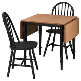 IKEA DANDERYD ДАНДЭРЮД / SKOGSTA СКОГСТА, стол и 2 стула, сосна черная / черный, 74x134 / 80 см 395.680.77 фото