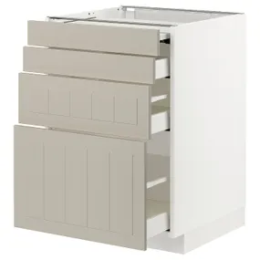 IKEA METOD МЕТОД / MAXIMERA МАКСИМЕРА, напольный шкаф с выдвиж панелью / 3ящ, белый / Стенсунд бежевый, 60x60 см 494.334.55 фото
