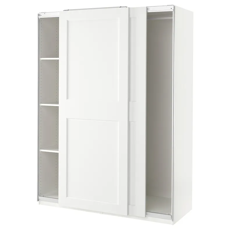 IKEA PAX ПАКС / GRIMO ГРІМО, гардероб, білий / білий, 150x66x201 см 394.297.79 фото №1