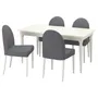 IKEA INGATORP ІНГАТОРП / DANDERYD ДАНДЕРЮД, стіл+4 стільці, білий білий / ВІССЛЕ сірий, 155 / 215 см 894.839.62 фото