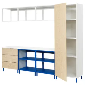 IKEA PLATSA ПЛАТСА, відкр комб д/зберіг з 1 двер/3 шухл, білий Kalbåden/блакитний, 240x42x191 см 895.229.06 фото