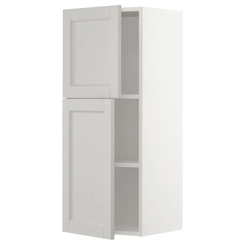 IKEA METOD МЕТОД, навесной шкаф с полками / 2дверцы, белый / светло-серый, 40x100 см 794.555.30 фото №1