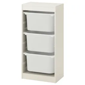 IKEA TROFAST ТРУФАСТ, комбінація для зберіган +контейнери, білий/білий, 46x30x94 см 795.332.03 фото