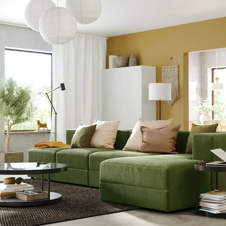 IKEA JÄTTEBO ЄТТЕБУ, 4,5міс модульний диван з кушеткою, правий/САМСАЛА темний жовто-зелений 994.714.02 фото №2