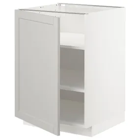 IKEA METOD МЕТОД, підлогова шафа з полицями, білий / світло-сірий Lerhyttan, 60x60 см 594.635.74 фото