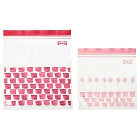 IKEA ISTAD ІСТАД, герметичний пакет, з малюнком червоний / рожевий, 2.5 / 1.2 л 805.256.74 фото