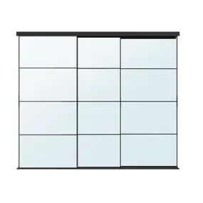 IKEA SKYTTA СКЮТТА / AULI АУЛИ, дверь раздвижная, комбинация, чёрный/зеркало, 276x240 см 895.758.53 фото