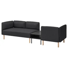 IKEA LILLEHEM ЛІЛЛЕХЕМ, 3-м модульний диван з журн столом, ГУННАРЕД темно-сірий/деревина 895.697.48 фото