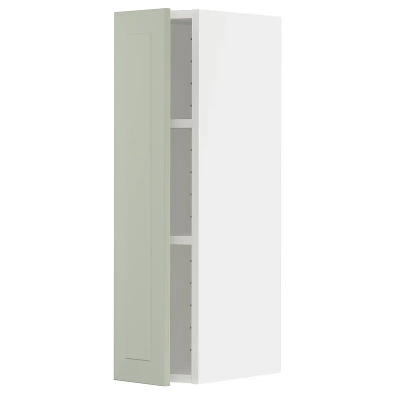 IKEA METOD МЕТОД, навесной шкаф с полками, белый / светло-зеленый, 20x80 см 194.863.27 фото №1