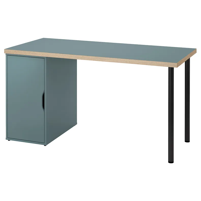 IKEA LAGKAPTEN ЛАГКАПТЕН / ALEX АЛЕКС, письменный стол, серо-бирюзовый / черный, 140x60 см 395.234.80 фото №1