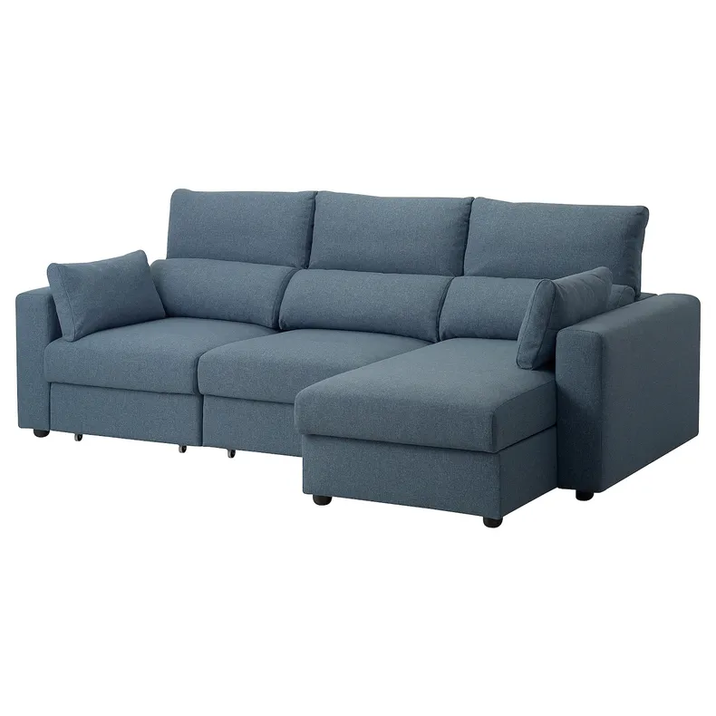 IKEA ESKILSTUNA ЭСКИЛЬСТУНА, 3-местный диван с козеткой, Окрашенный в синий цвет 995.201.91 фото №1