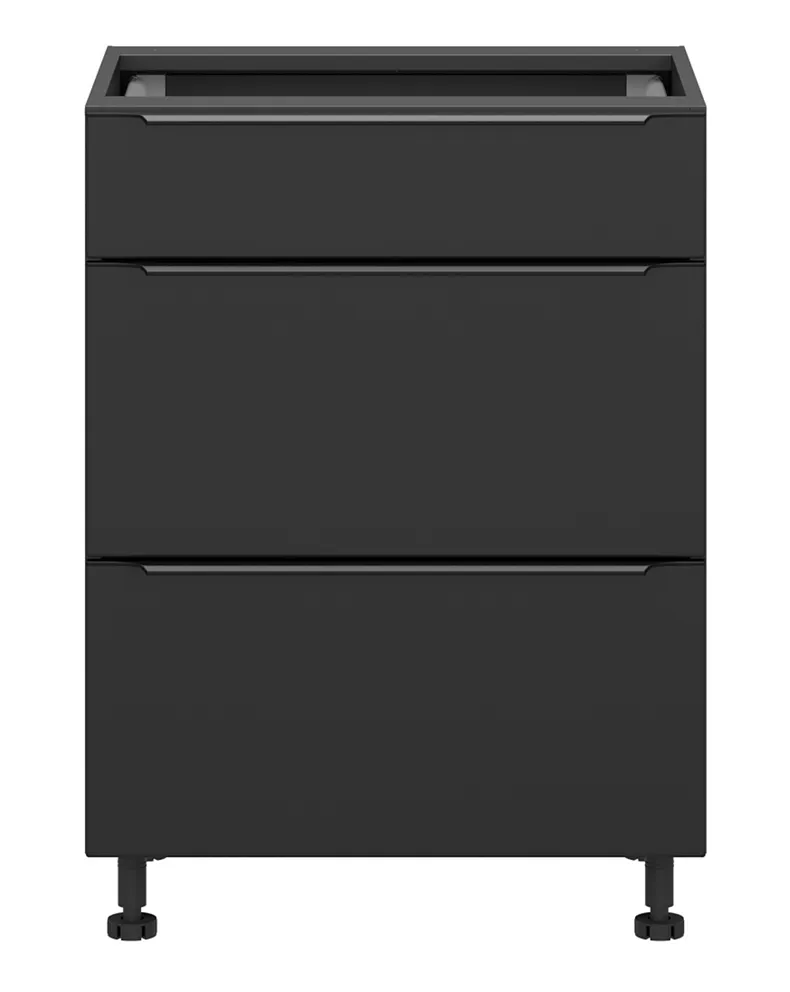 BRW Кухонна шафа Sole L6 60 см з висувними шухлядами з м'яким закриттям чорний матовий, чорний/чорний матовий FM_D3S_60/82_2STB/STB-CA/CAM фото №1