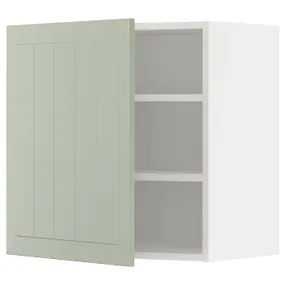 IKEA METOD МЕТОД, навесной шкаф с полками, белый / светло-зеленый, 60x60 см 394.868.40 фото