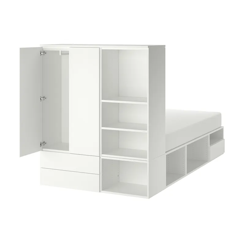 IKEA PLATSA ПЛАТСА, каркас ліжка 2 дверцят + 3 шухляди, білий / ФОННЕС, 142x244x163 см 393.365.63 фото №1