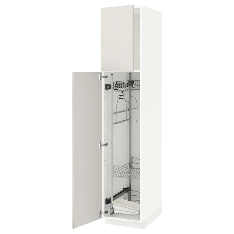 IKEA METOD МЕТОД, высокий шкаф с отд д / акс д / уборки, белый / светло-серый, 40x60x200 см 294.697.23 фото №1