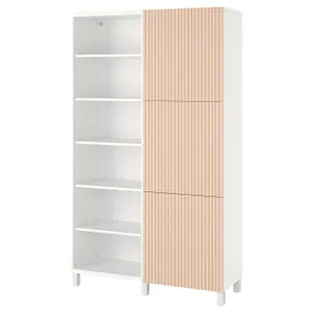 IKEA BESTÅ БЕСТО, комбинация для хранения с дверцами, белый / Бьёркёвикен окл берёза, 120x42x202 см 294.217.07 фото