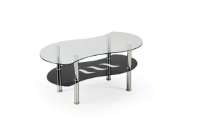 Журнальний стіл скляний HALMAR CATANIA, 100x55 см, прозорий, чорний / хром фото