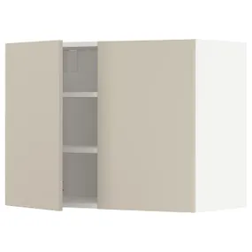 IKEA METOD МЕТОД, навісна шафа з полицями / 2 дверцят, білий / хавсторпський бежевий, 80x60 см 194.568.15 фото