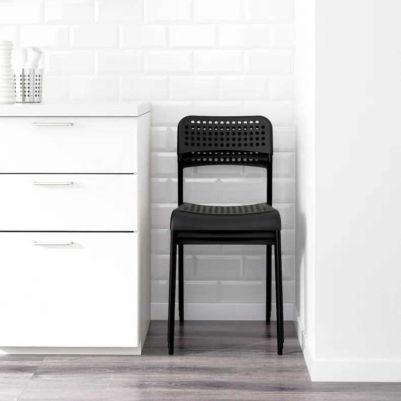 IKEA MELLTORP МЕЛЬТОРП / ADDE АДДЕ, стіл+4 стільці, білий / чорний, 125 см 791.614.86 фото №4