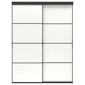 IKEA SKYTTA СКЮТТА / MEHAMN МЕХАМН, комбінація розсувних дверцят, чорний / 2стр білий, 152x205 см 394.995.74 фото