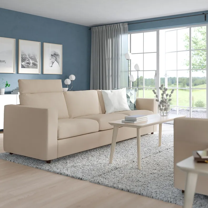 IKEA VIMLE ВІМЛЕ, 3-місний диван, з узголів'ям/ХАЛЛАРП бежевий 893.990.39 фото №2