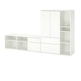 IKEA VIHALS ВИХАЛС, комбинация для хранения / под ТВ, белый, 251x37x140 см 994.406.13 фото