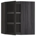IKEA METOD МЕТОД, кутова настін шафа, полиці / скл двер, чорний / Лерхіттан, пофарбований у чорний колір, 68x80 см 892.602.59 фото thumb №1