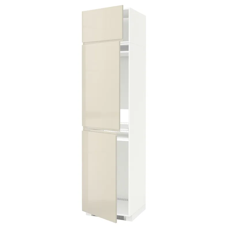 IKEA METOD МЕТОД, шафа висока для холод / мороз із 3 дв, білий / Voxtorp високий глянець світло-бежевий, 60x60x240 см 194.680.31 фото №1