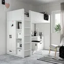 IKEA SMÅSTAD СМОСТАД, ліжко-горище, білий білий/зі столом з 2 полицями, 90x200 см 895.201.58 фото thumb №5