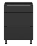 BRW Кухонный цокольный шкаф Sole L6 60 см с выдвижными ящиками черный матовый, черный/черный матовый FM_D2S_60/82_2SMB/B-CA/CAM фото thumb №1