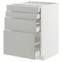 IKEA METOD МЕТОД / MAXIMERA МАКСИМЕРА, напольный шкаф 4 фасада / 4 ящика, белый / светло-серый, 60x60 см 695.393.33 фото